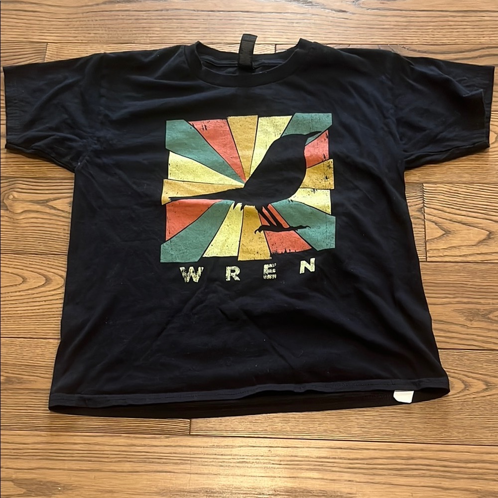 Wren Black and Red Short Sleeve Tee with Graphic Design